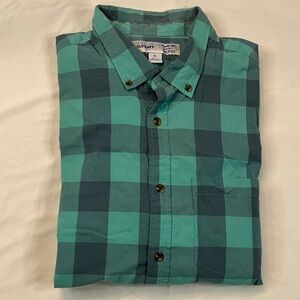 Old Navy Teal and Gray Plaid Men's Shirt